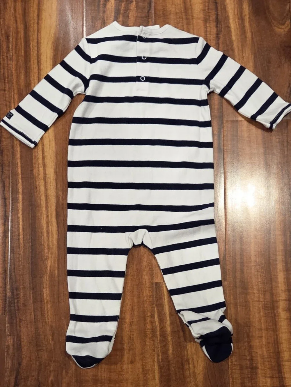 Janie and Jack NWT 6-12 Months White/Navy Striped Anchor Footie Romper